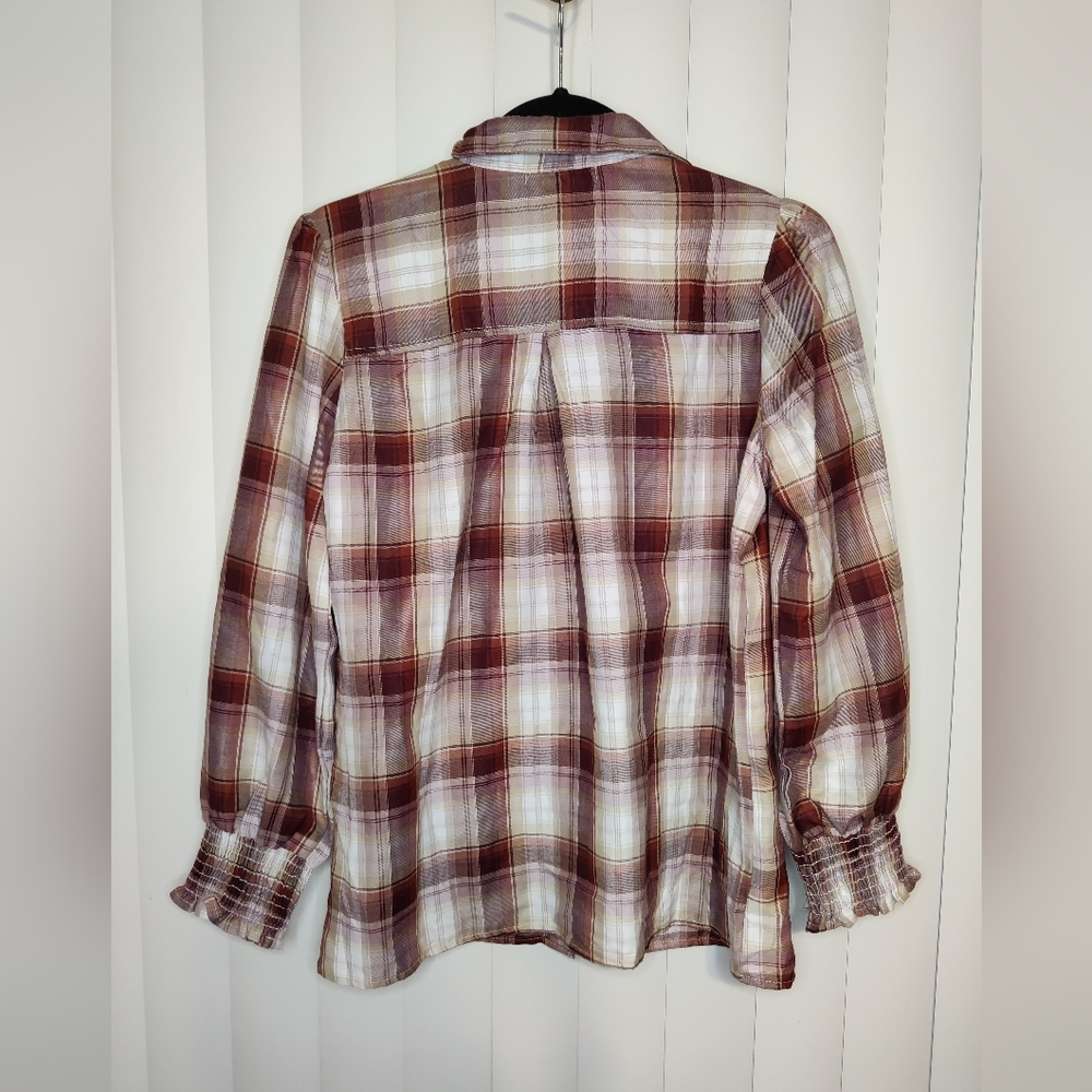 NWT Notations plaid button down shirt size M - Picture 2 of 3